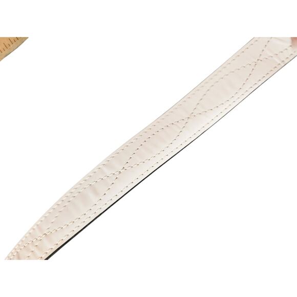 Sears White Genuine Leather Belt Size 36 Vintage Stitch Detail western boho main image 4